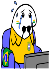 figurinha flork torcedor do brasil nervoso com o jogo