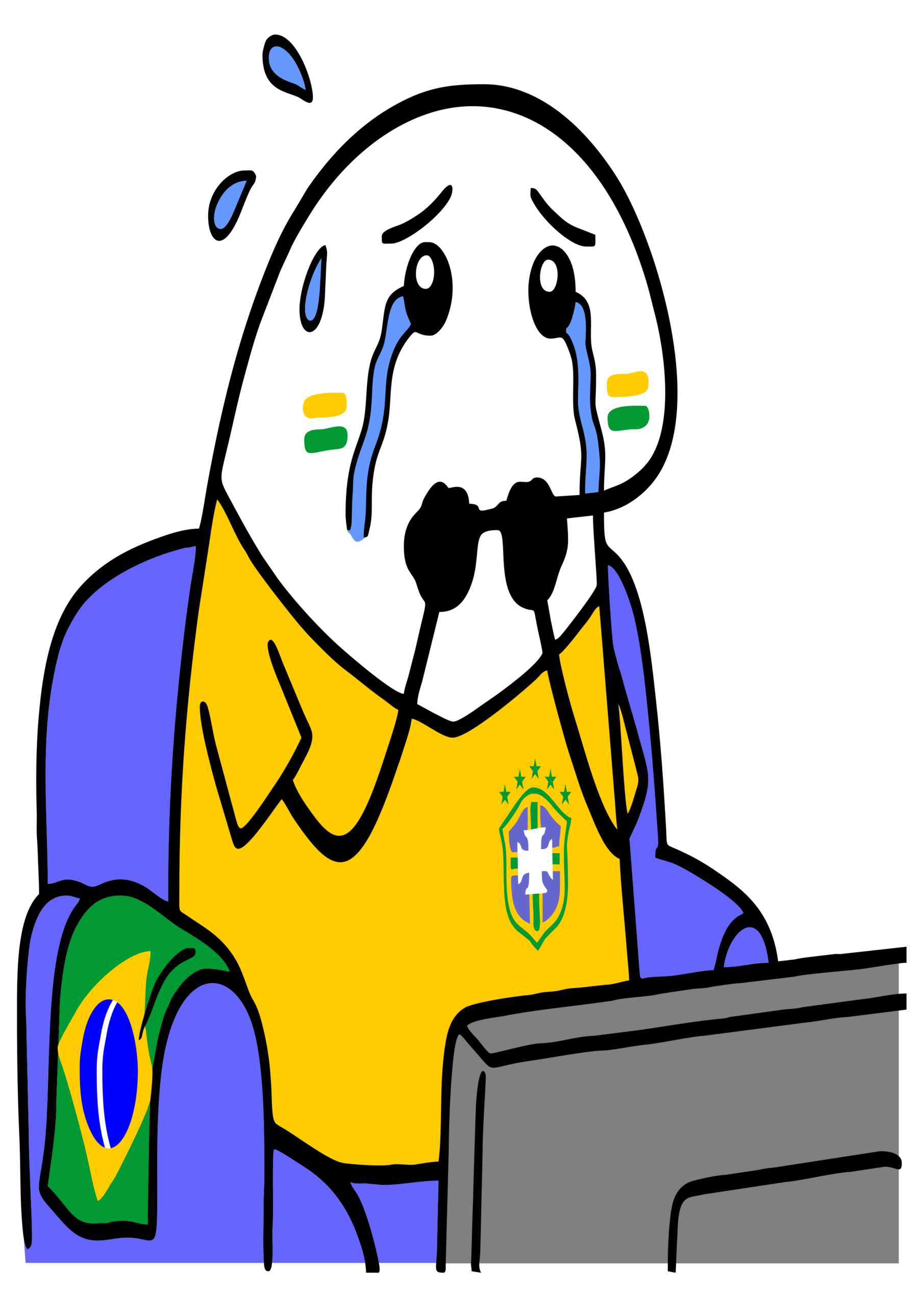Figurinhas engraçadas para a copa do mundo flork of cows torcedor brasileiro levantando nervoso com o jogo png