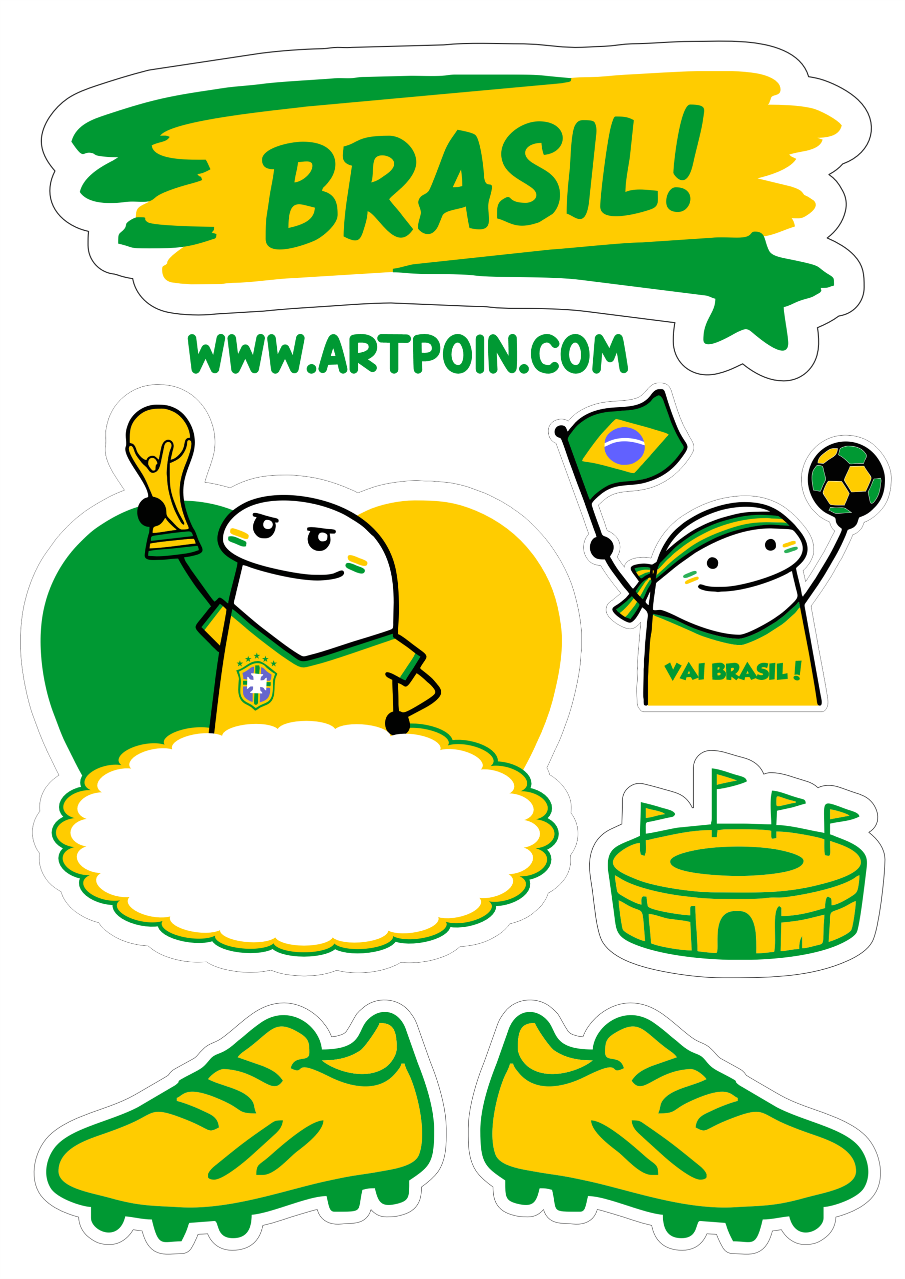Copa do mundo de futebol topo de bolo para imprimir e decorar festa de aniversário tema Brasil rumo ao hexa artigos de papelaria png
